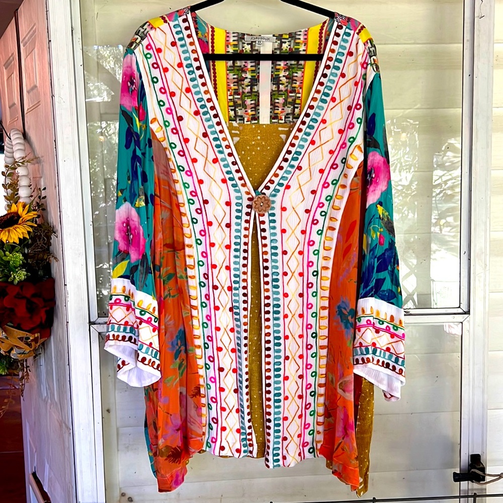 John Mark Hello Sunshine One Button Cardigan  size 2x